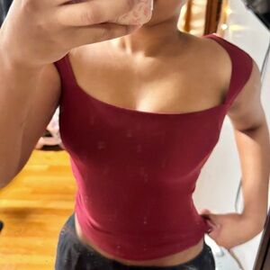 Red Burgundy square/sweetheart neck fitted Women’s tank